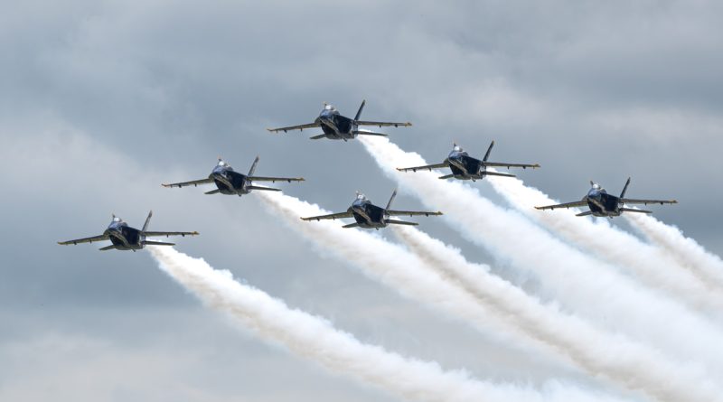 Blue Angels Fly By in Oshkosh, Wisconsin