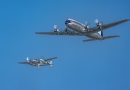 Flying Bulls Douglas DC-6B and P-38 Lightning in formation at EAA AirVenture Oshkosh 2026
